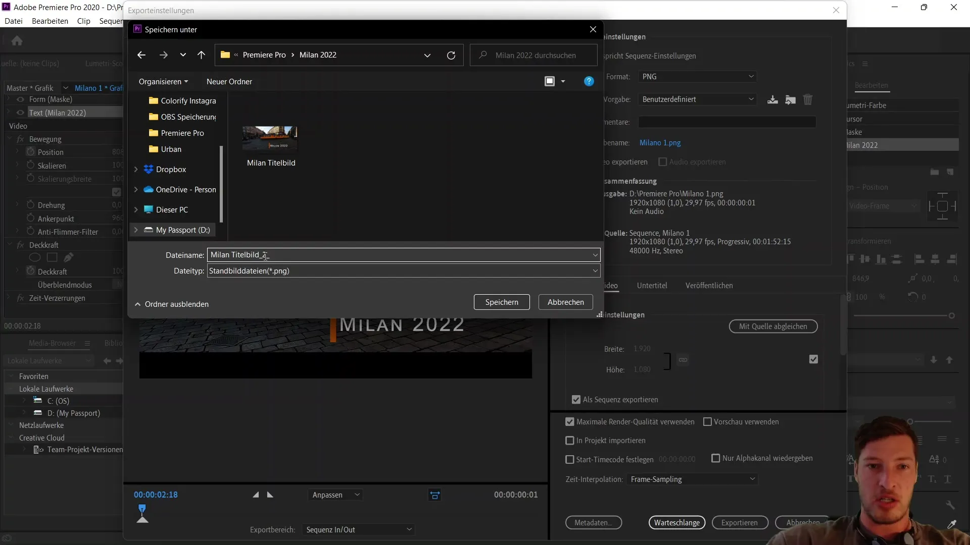 Mengedit video dengan Adobe Premiere Pro CC: mengekspor tangkapan layar