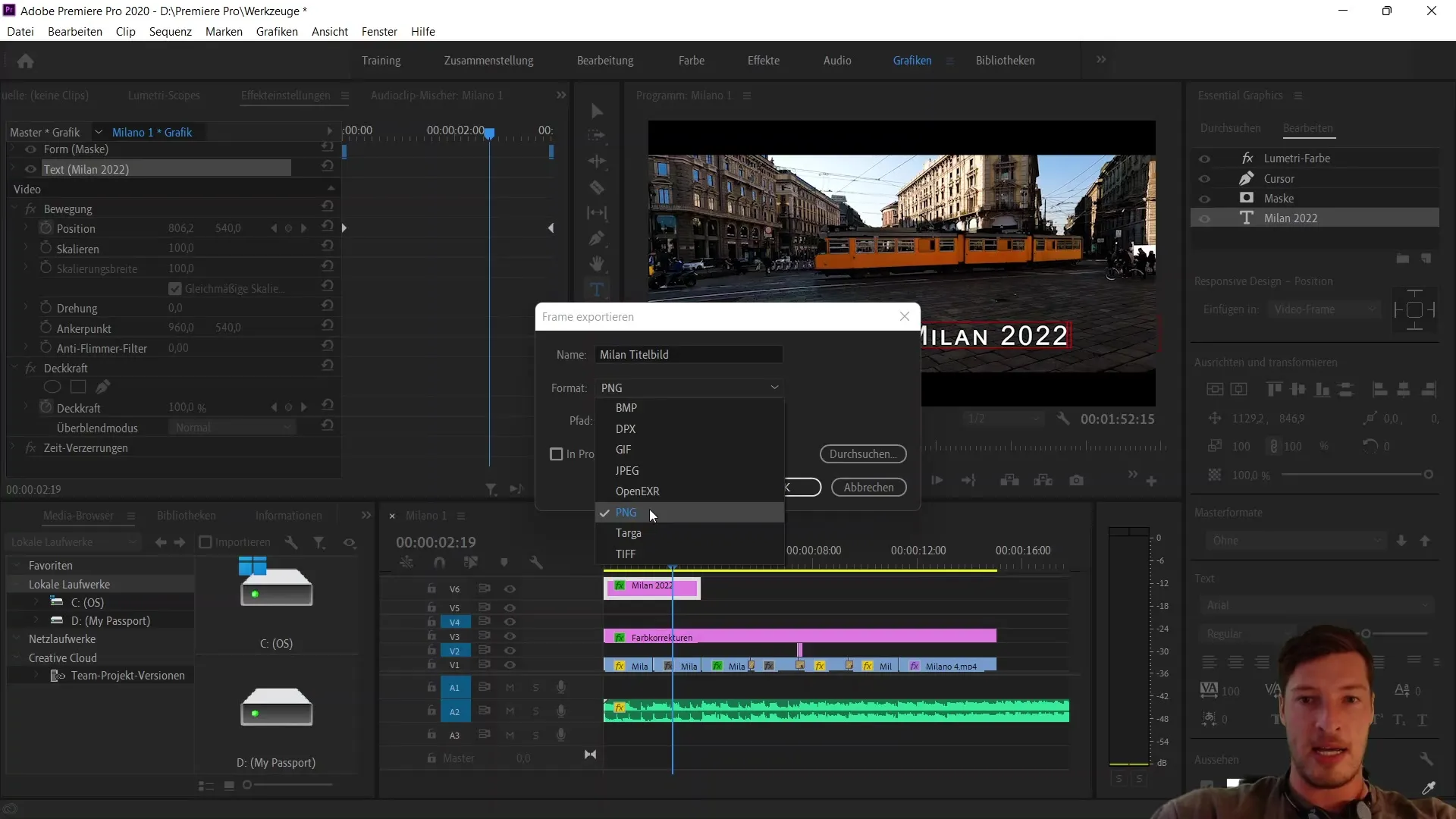 Edición de video con Adobe Premiere Pro CC: Exportar captura de pantalla