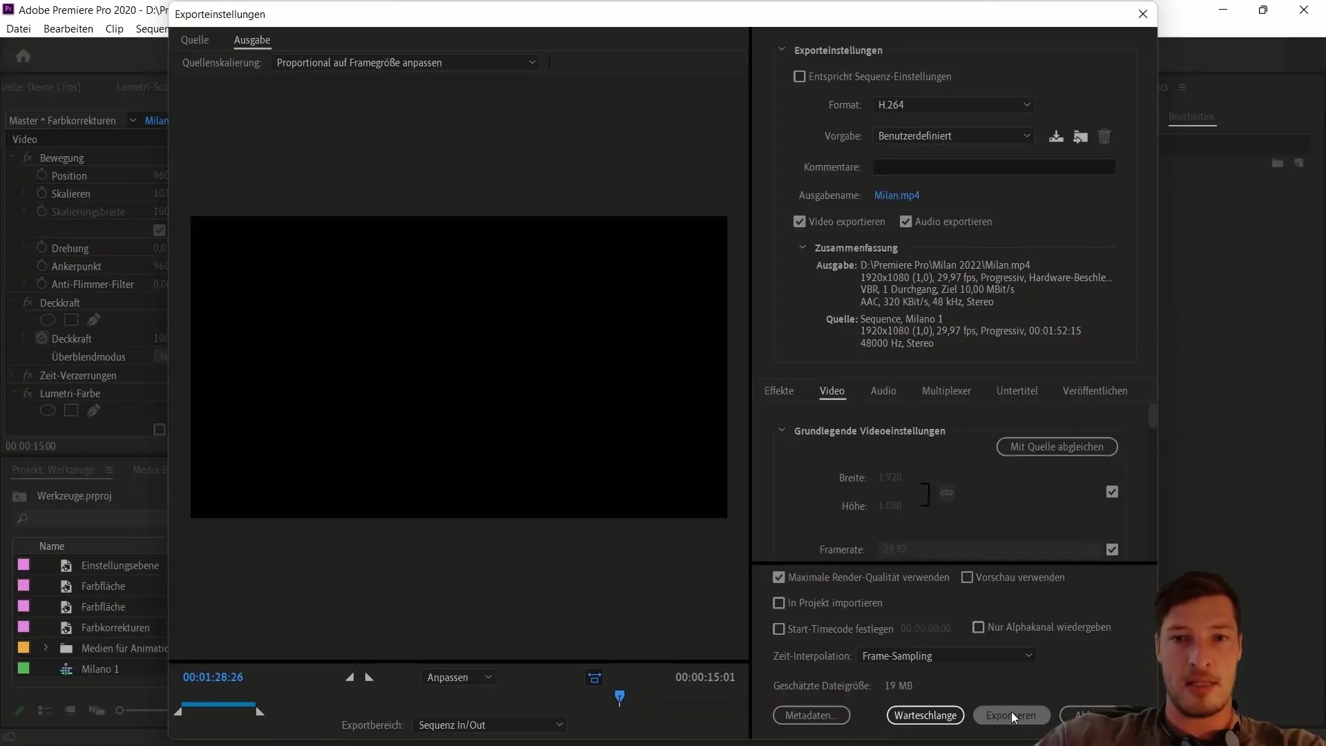 Pomyślnie wyeksportowano plik wideo MP4 za pomocą programu Adobe Premiere Pro CC