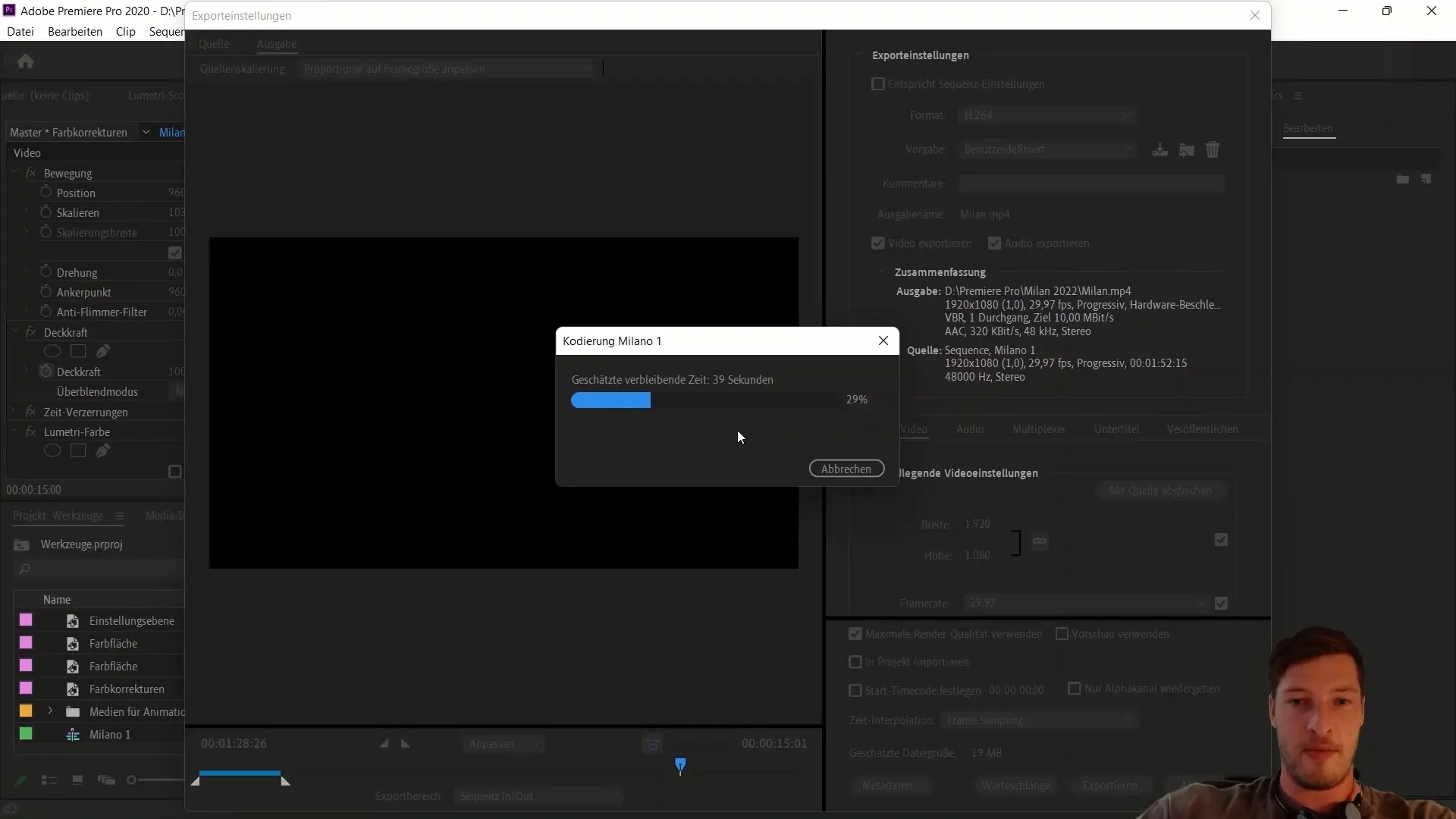 Pomyślnie wyeksportowano plik wideo MP4 za pomocą Adobe Premiere Pro CC