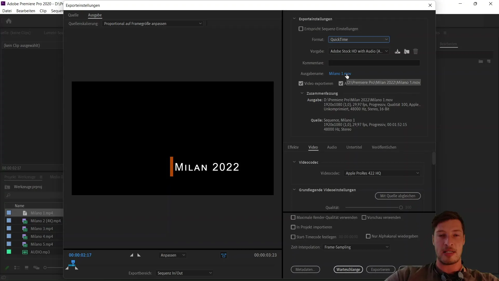 Export MOV avec canal alpha dans Adobe Premiere Pro CC