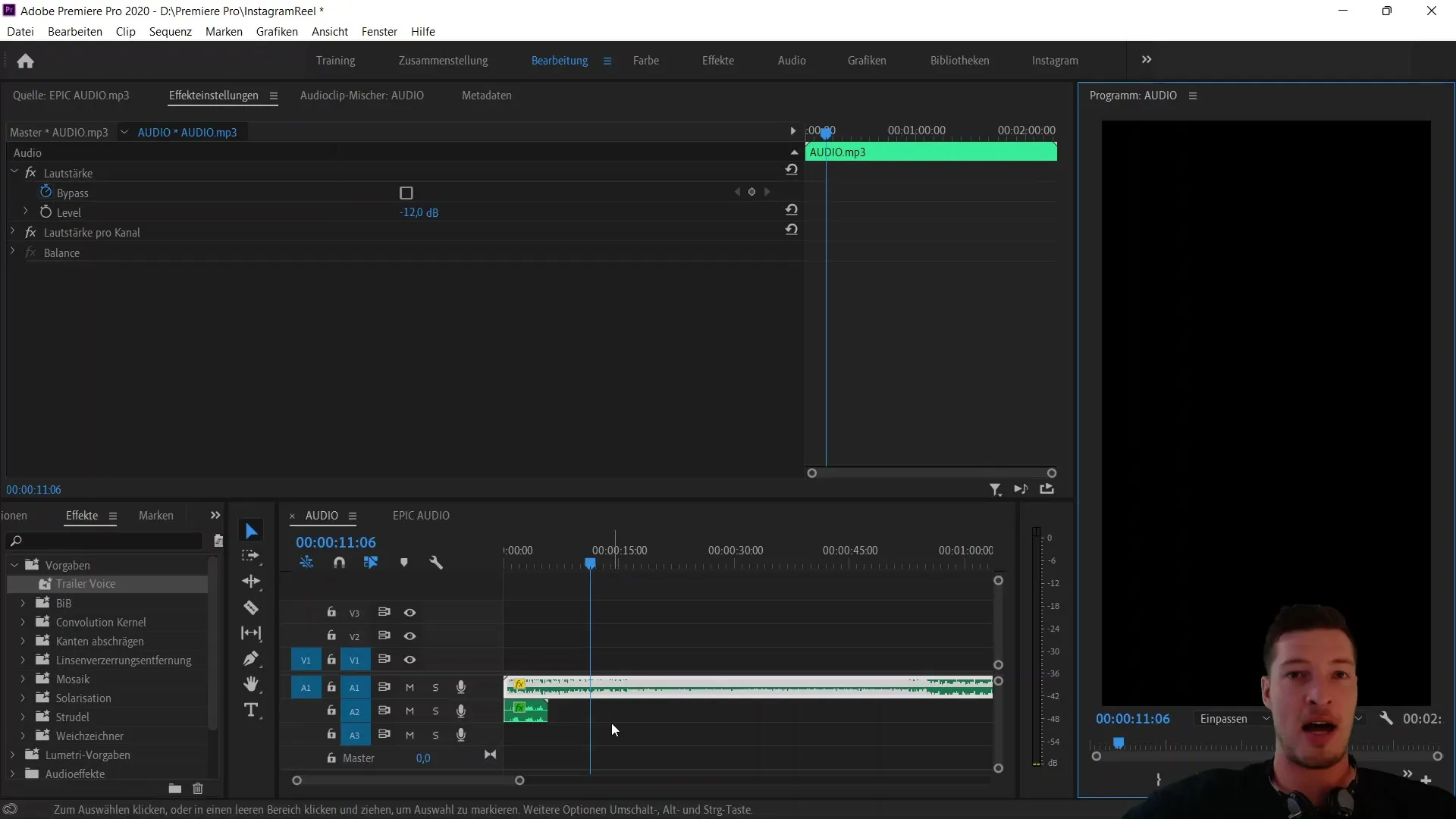 Area kerja optimal untuk video potret di Adobe Premiere Pro CC