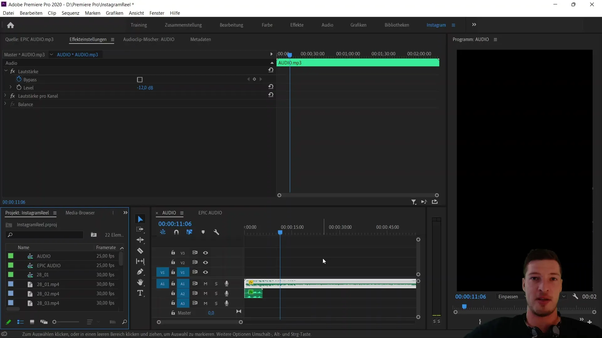 Area kerja optimal untuk video potret di Adobe Premiere Pro CC