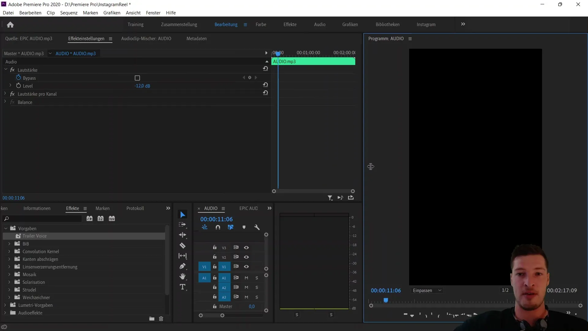 Area kerja optimal untuk video berorientasi potrait di Adobe Premiere Pro CC