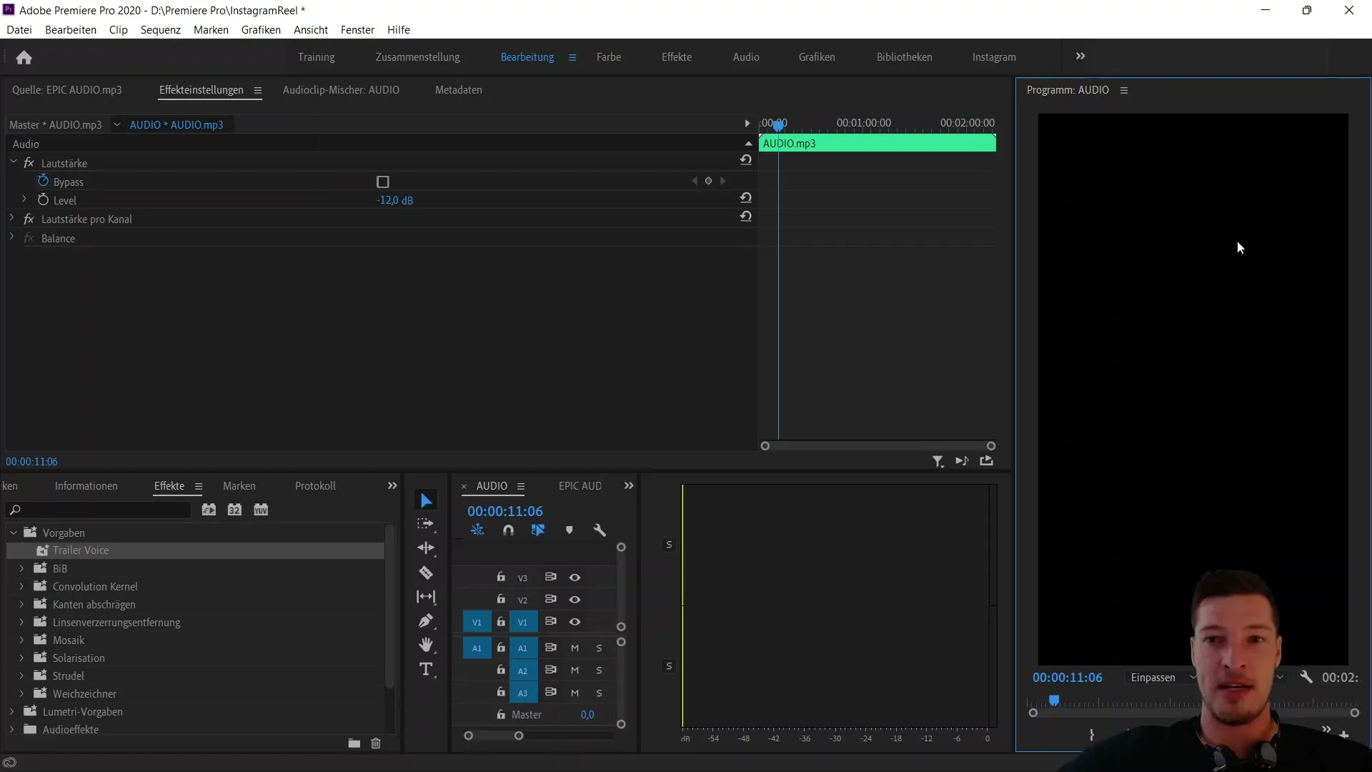 Area kerja optimal untuk video berdiri dalam Adobe Premiere Pro CC