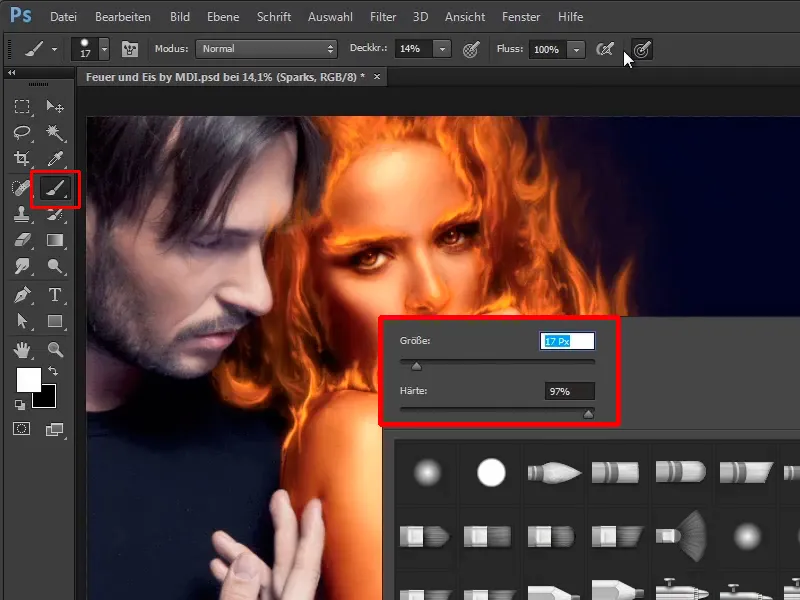 Photoshop-Composing - Api dan Es - Bagian 06: Bunga api dan embun beku