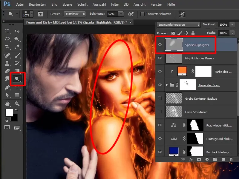 Photoshop apvienošana - uguns un ledus - 06. daļa: svelme un sala