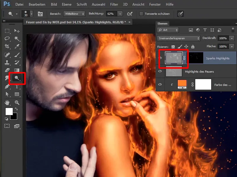 Komposisi Photoshop - Api dan Es - Bagian 06: Percikan dan Embun Beku