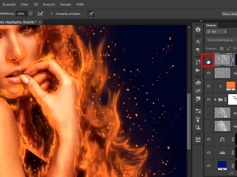 Photoshop-Composing - Api dan Es - Bagian 06: Percikan dan Embun Beku