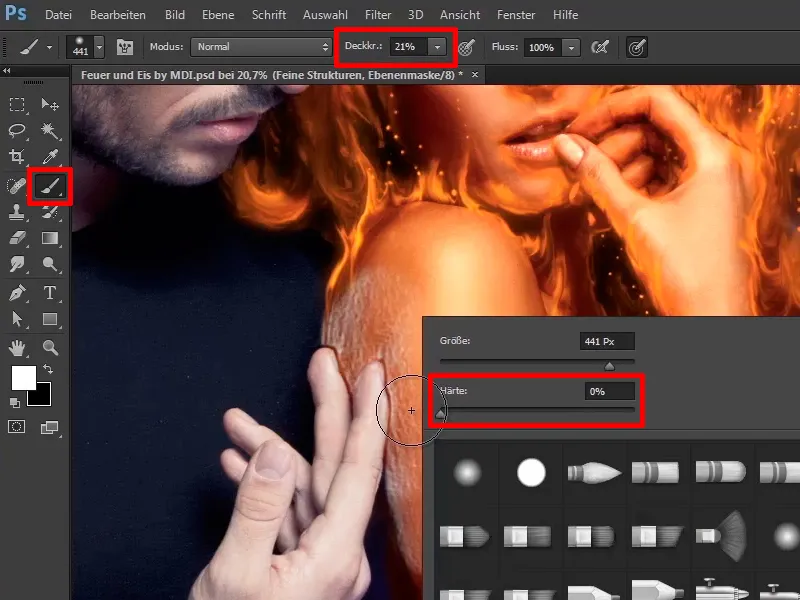 Penggabungan Photoshop - Api dan Es - Bagian 06: Bunga api dan Embun Beku