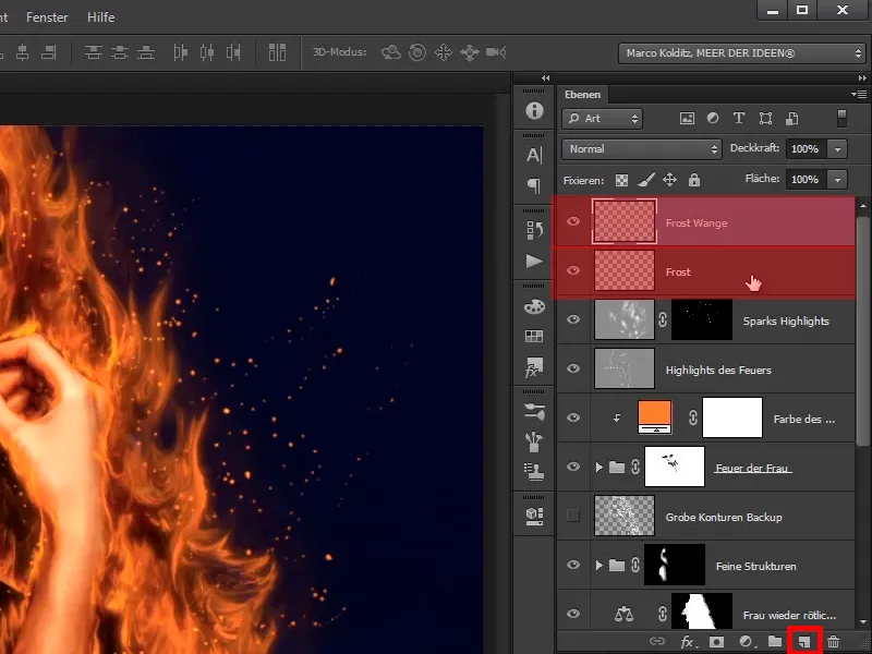 Photoshop-Composing - Api dan Es - Bagian 06: Percikan dan Embun Beku