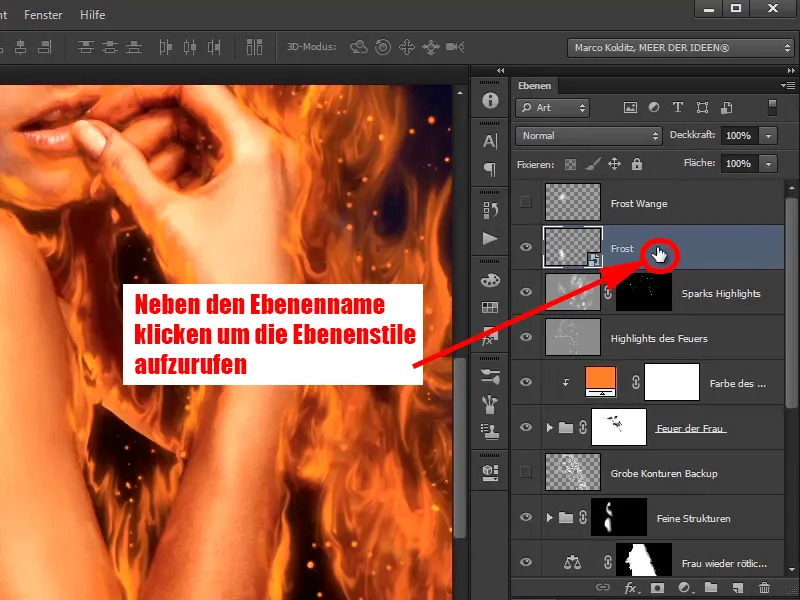 Photoshop komponēšana - uguns un ledus - Daļa 06: dzirksteles un salnas