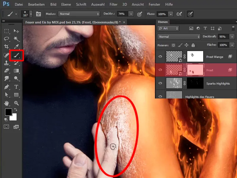 Photoshop composing - Fire and ice - Part 06: Sparks and frost