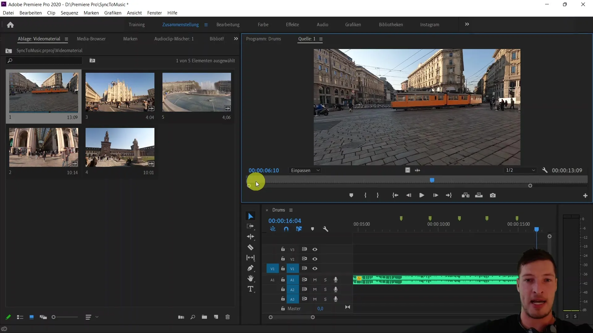 Videoleikkeiden nopea synkronointi Adobe Premiere Pro CC:ssä