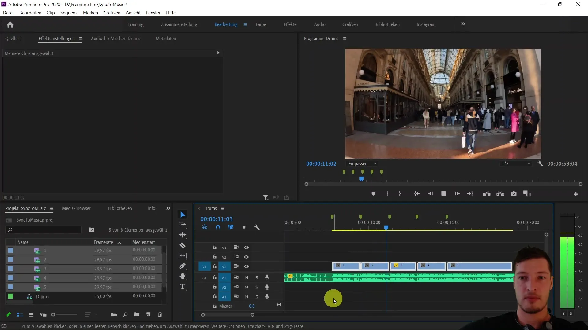 Videoleikkeiden nopea synkronointi Adobe Premiere Pro CC:ssä