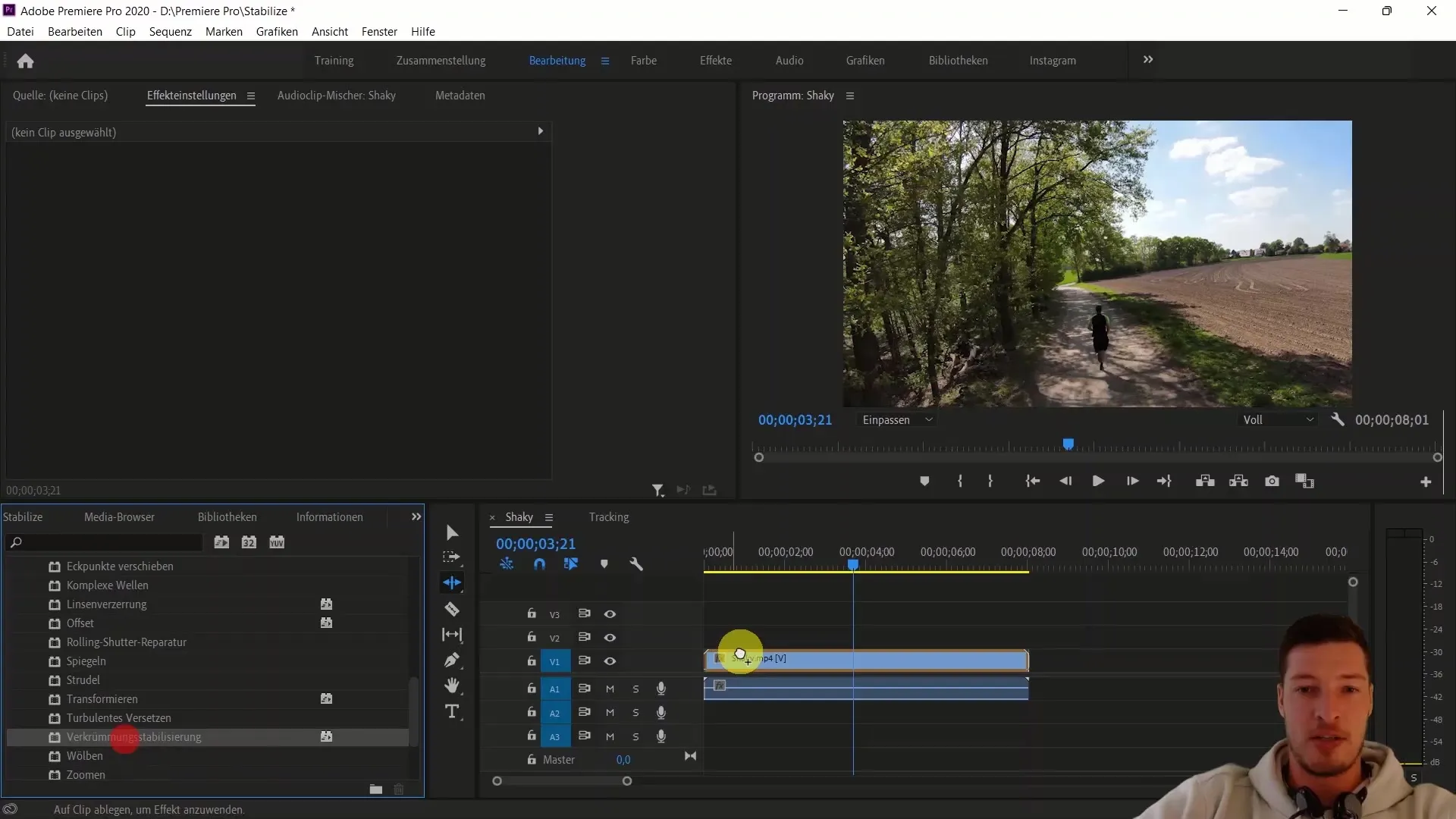 Stabilisasi gambar yang efektif di Adobe Premiere Pro CC