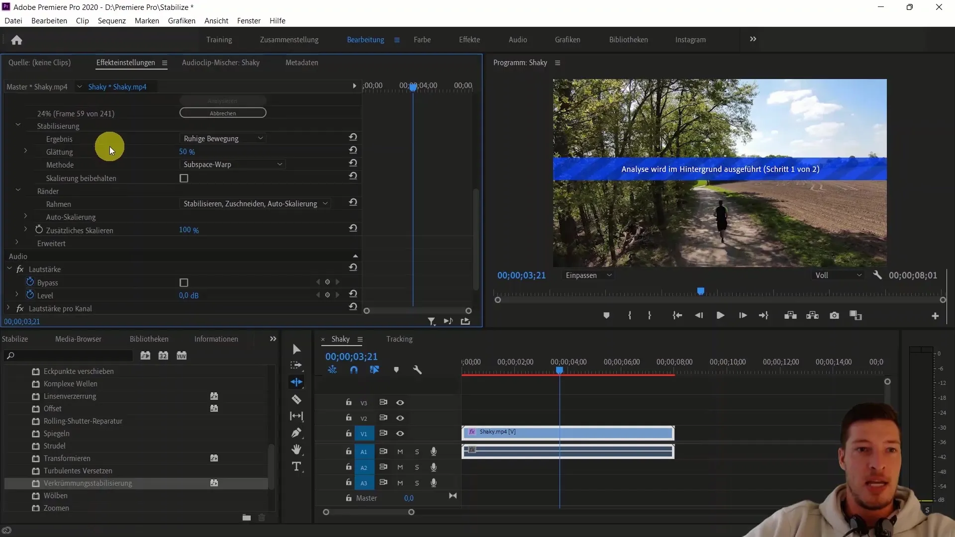 Stabilisasi gambar yang efektif di Adobe Premiere Pro CC