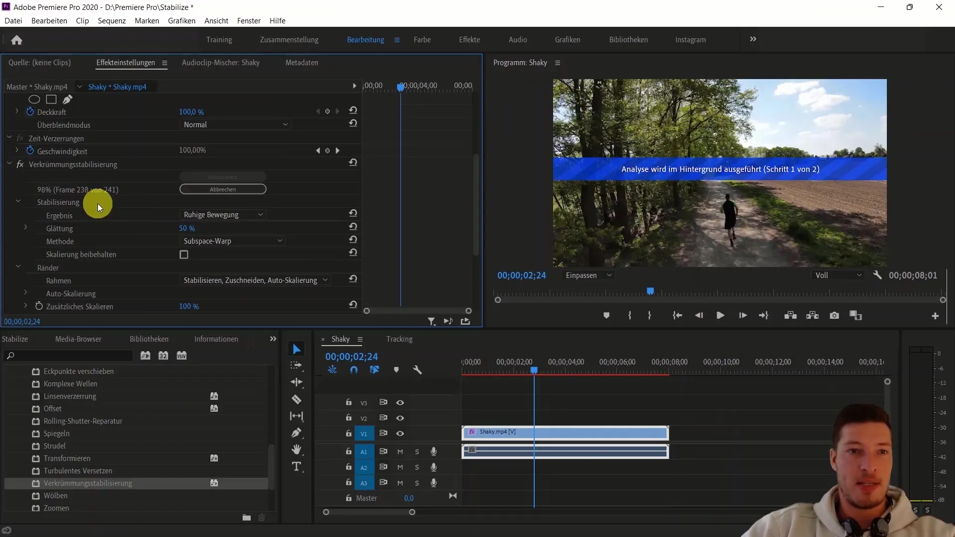 Stabilisasi gambar yang efektif di Adobe Premiere Pro CC