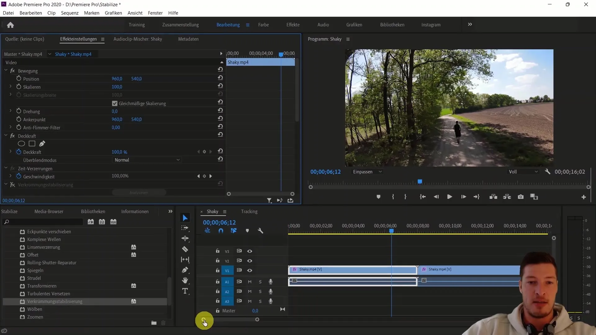 Stabilisasi gambar yang efektif di Adobe Premiere Pro CC