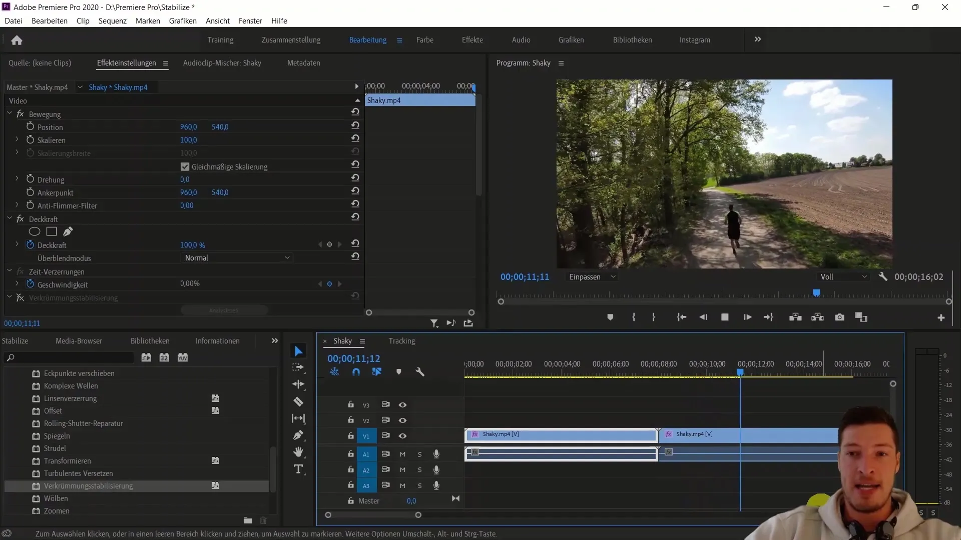 Stabilisasi gambar yang efektif di Adobe Premiere Pro CC