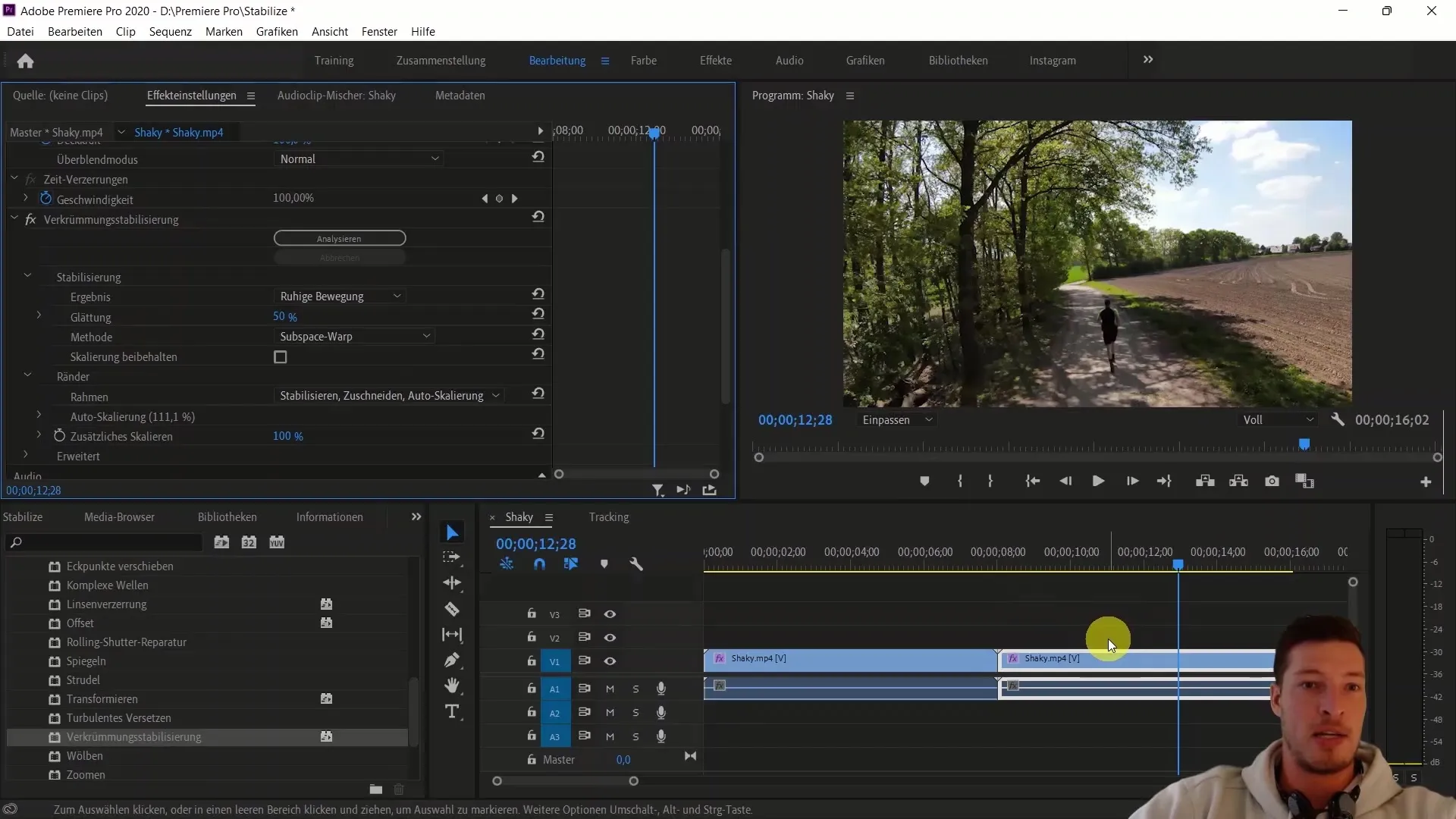 Stabilisasi gambar yang efektif di Adobe Premiere Pro CC