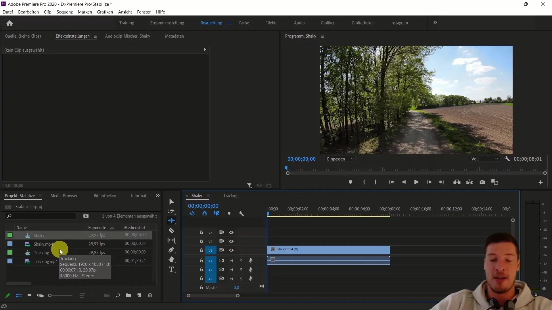 Stabilisasi gambar yang efektif di Adobe Premiere Pro CC