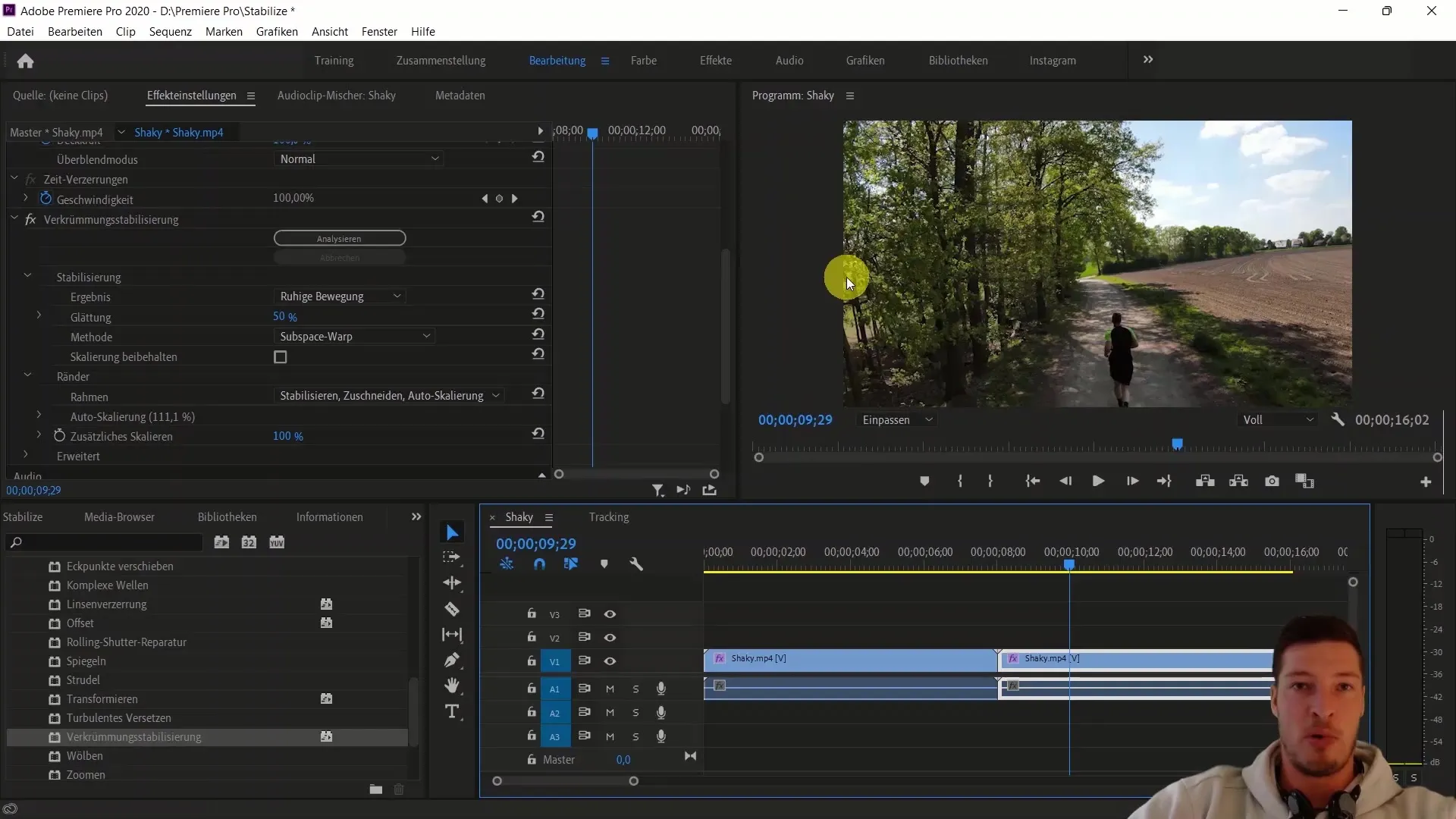 Stabilisasi gambar yang efektif di Adobe Premiere Pro CC