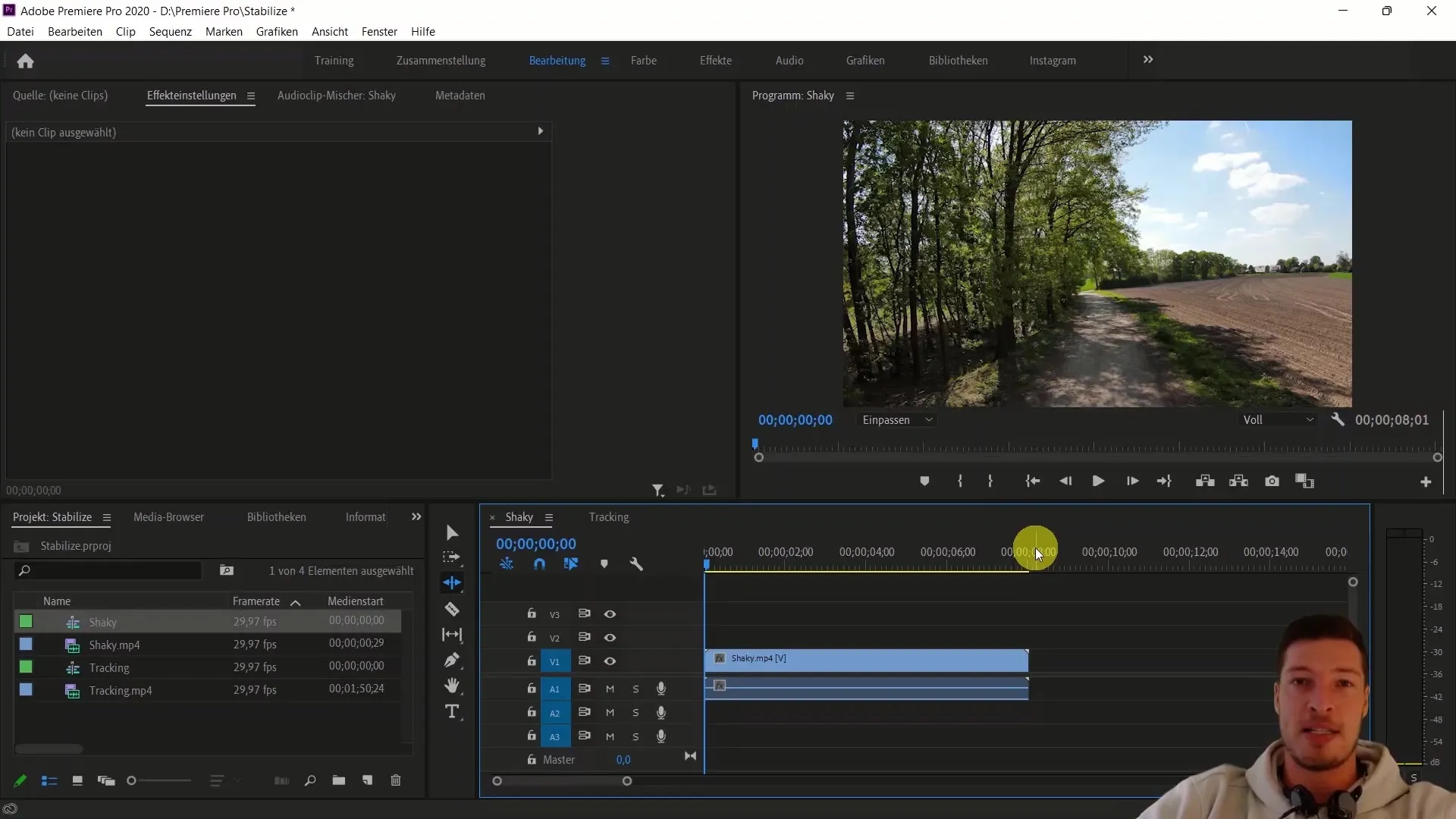 Stabilisasi gambar efektif di Adobe Premiere Pro CC