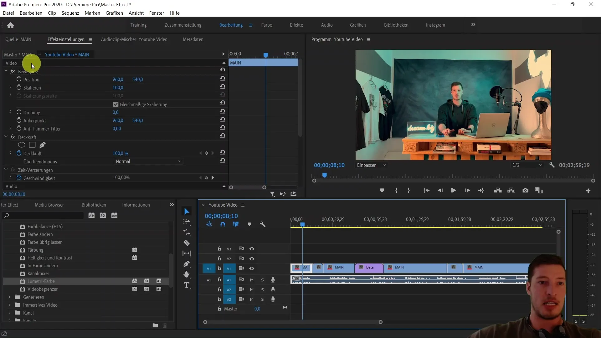 Montage vidéo efficace avec l'onglet Master dans Adobe Premiere Pro