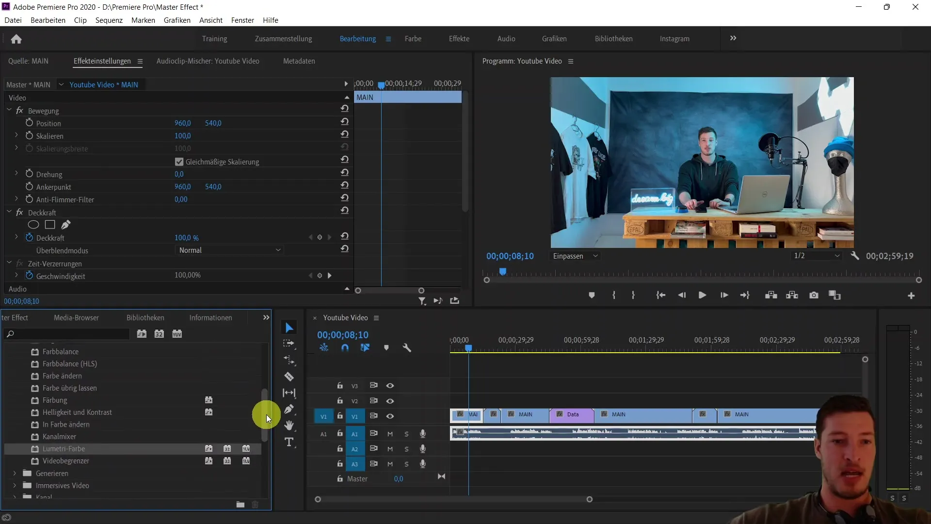 Montage vidéo efficace avec l'onglet Master dans Adobe Premiere Pro