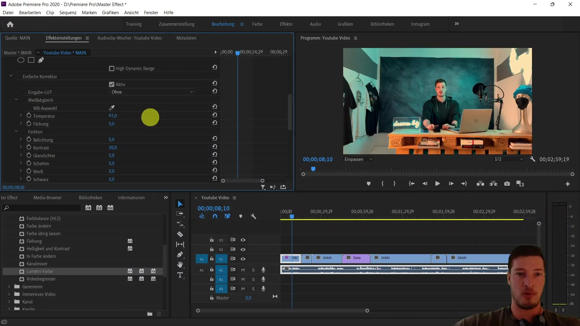 Montage vidéo efficace avec l'onglet Master dans Adobe Premiere Pro