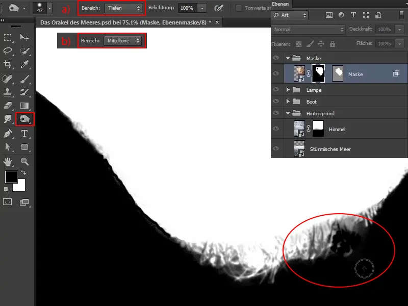 Photoshop-Composing - Orakel Lautan - Bagian 06: Membuat masker jalur dan mengoptimalkan kontur