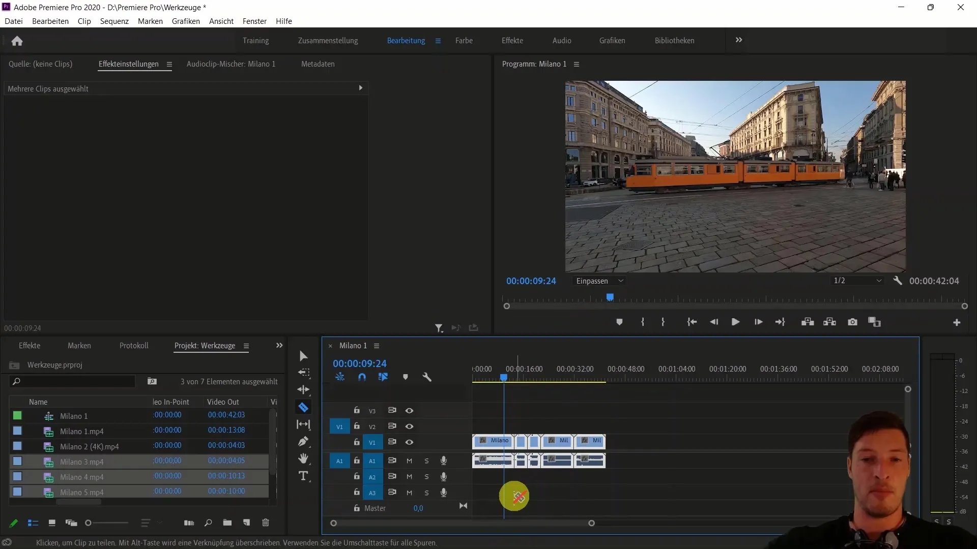 Alat-alat untuk pengeditan video di Adobe Premiere Pro CC - Panduan