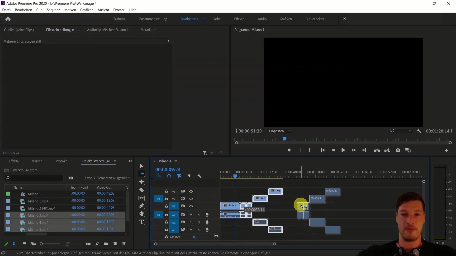 Alat-alat untuk pengeditan video di Adobe Premiere Pro CC - Panduan