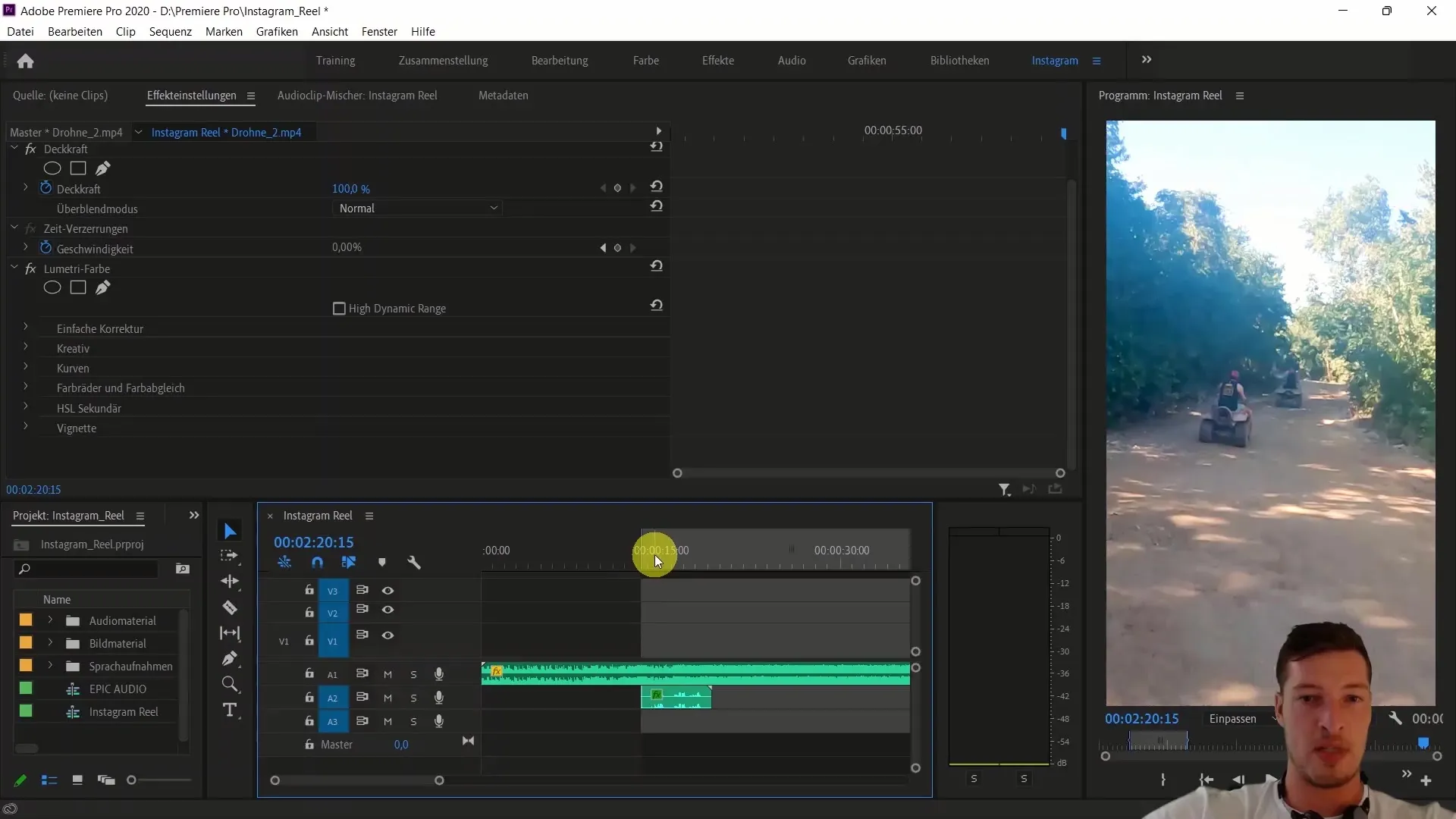 Mengedit video dengan Adobe Premiere Pro: Menyisipkan bendera Meksiko dan menggunakan efek Track Matte