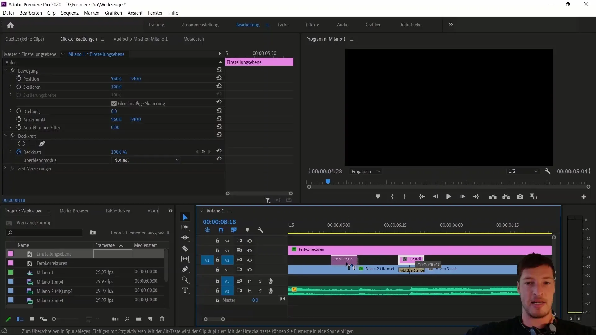 Możliwości użycia poziomów efektów w programie Adobe Premiere Pro CC