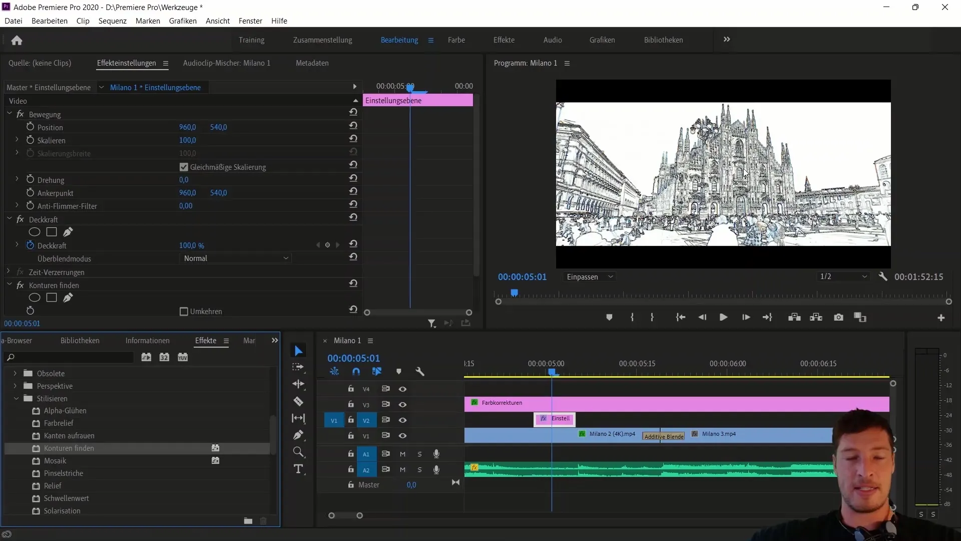 Penggunaan level pengaturan dalam Adobe Premiere Pro CC