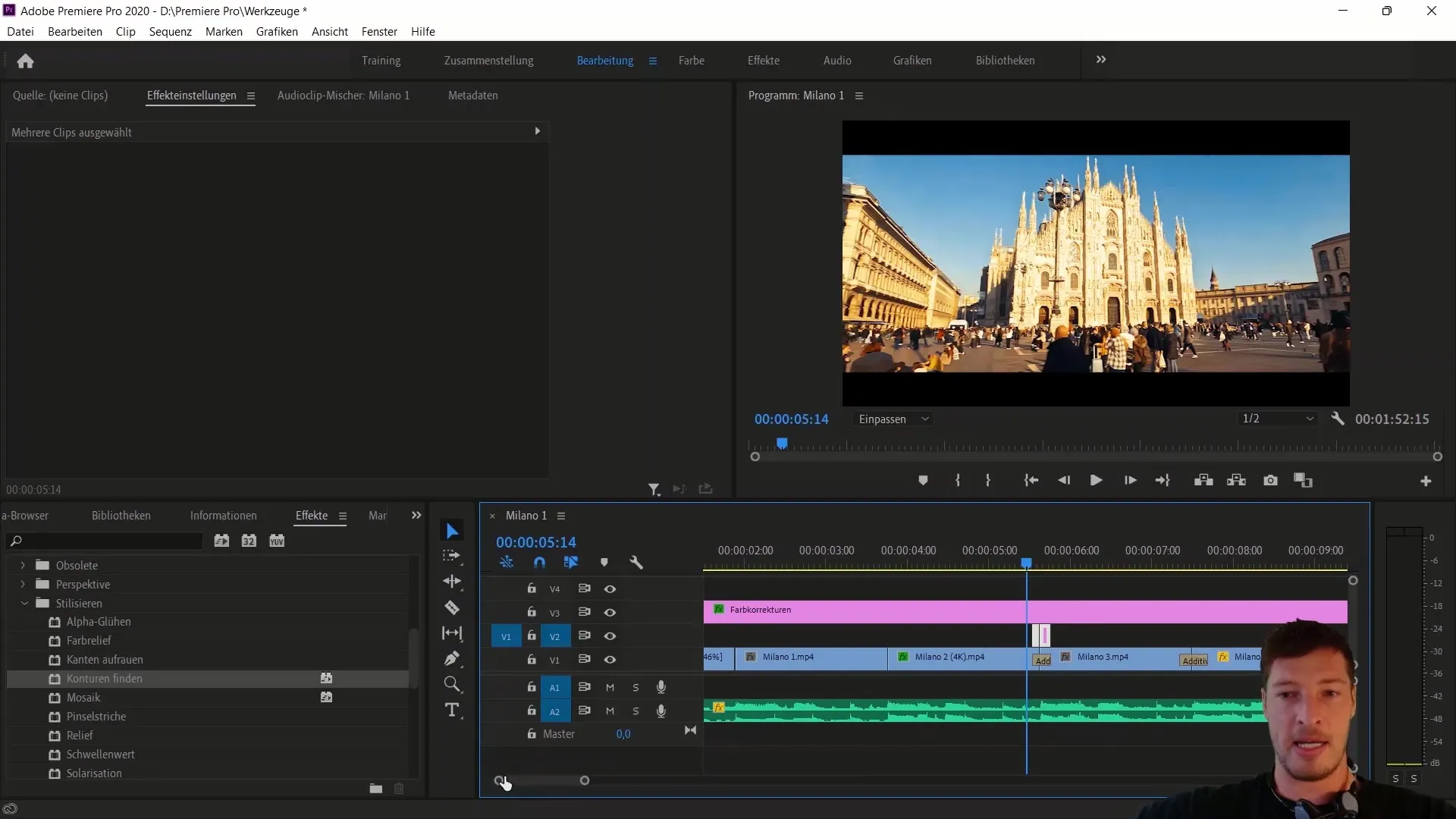 Galimi koregavimo sluoksnių naudojimo būdai programoje "Adobe Premiere Pro CC