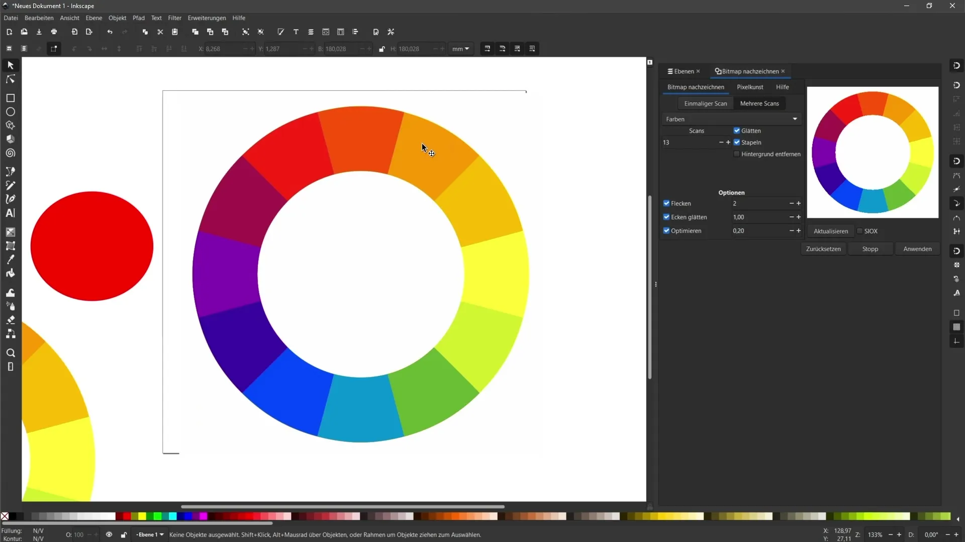 Vektorisierung mehrfarbiger Pixelgrafiken in Inkscape