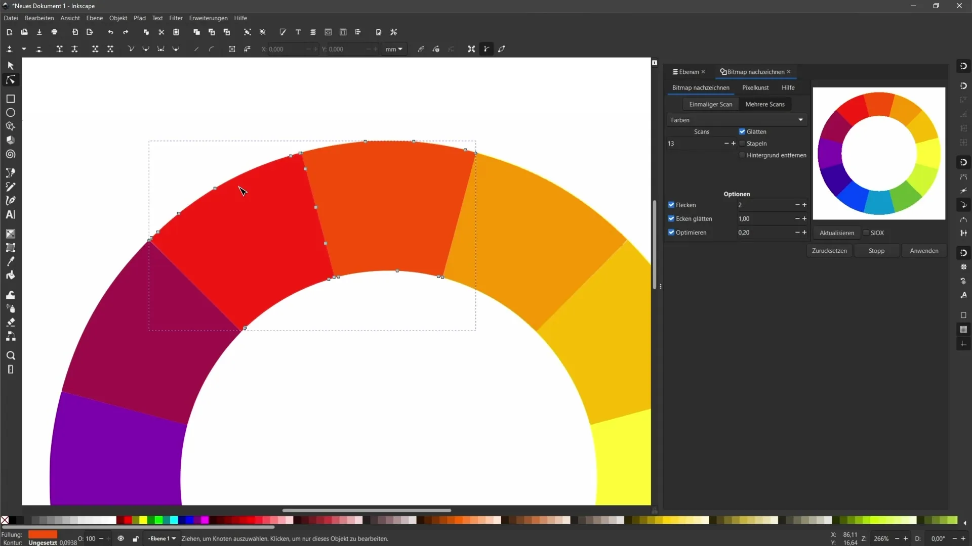 Vektorisierung mehrfarbiger Pixelgrafiken in Inkscape