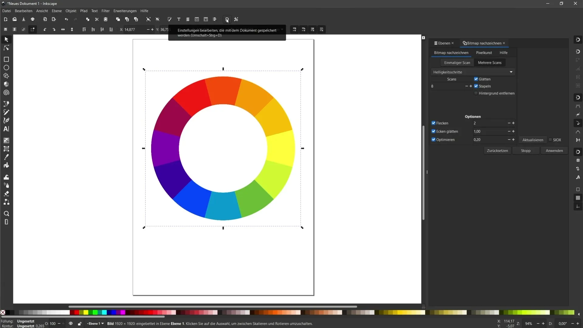 Vektorisierung mehrfarbiger Pixelgrafiken in Inkscape