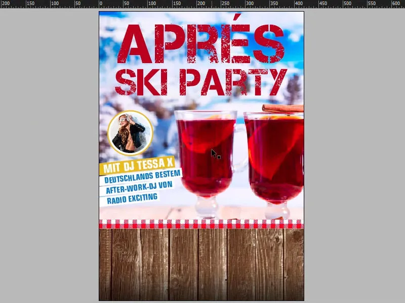 Création d'une affiche DIN A2 imprimée d'un seul côté - Après-Ski-Party.