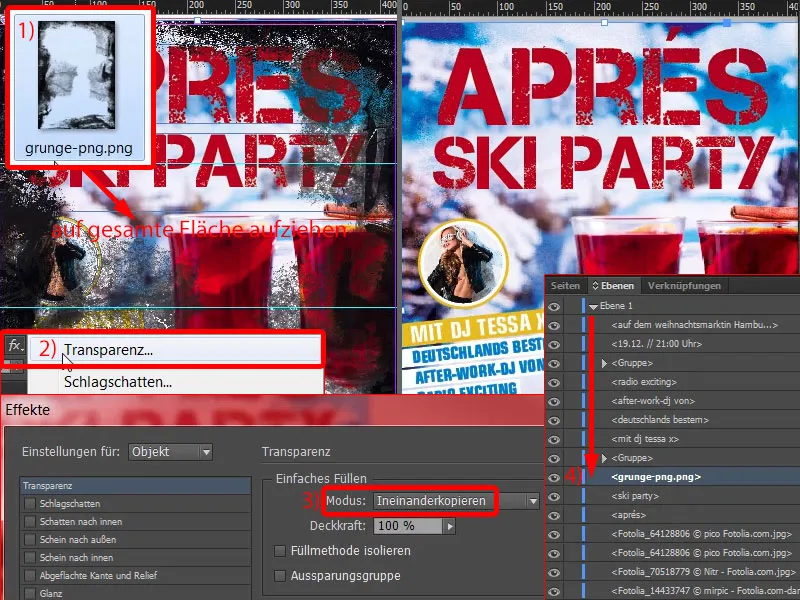 Projektowanie plakatu formatu DIN A2 jednostronnie drukowanego - Après-Ski-Party.