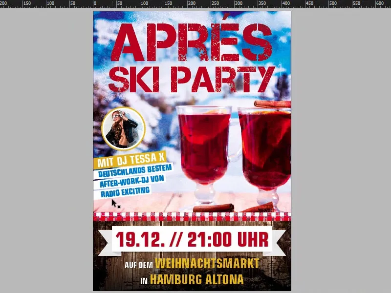 Opracowanie plakatu formatu DIN A2 jednostronnie drukowanego - Après-Ski-Party