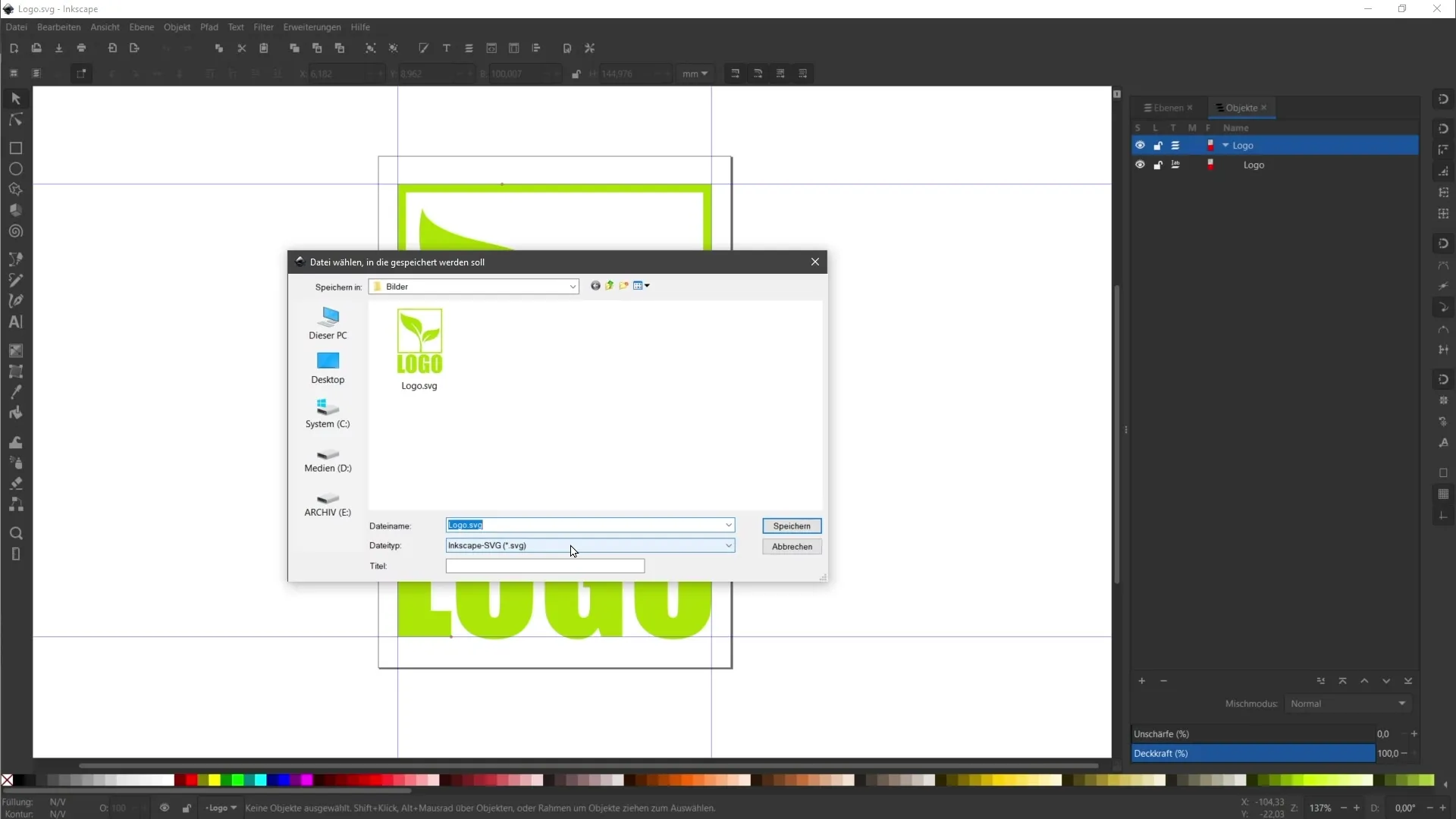 Vectorafbeeldingen exporteren in Inkscape voor het web