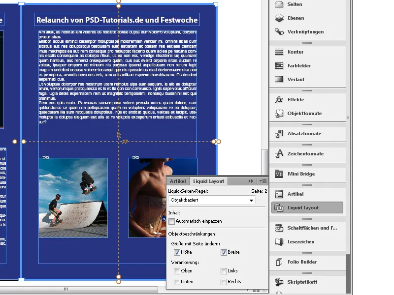 Orodje za strani v programu InDesign