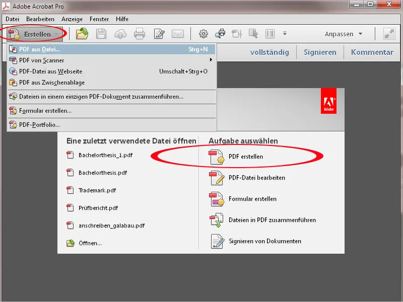 Izveidot PDF dokumentus ar Acrobat.