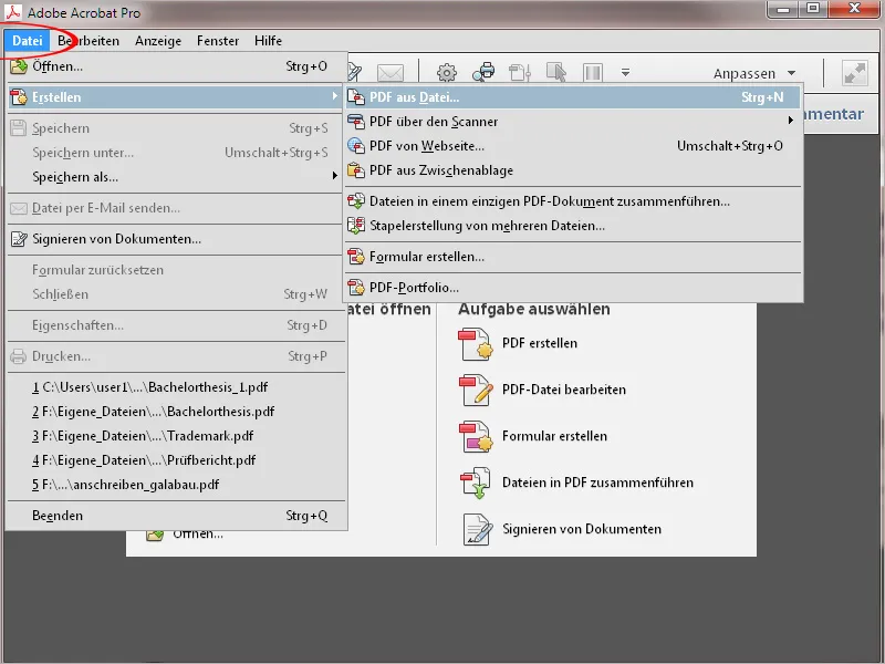 Create PDF documents with Acrobat