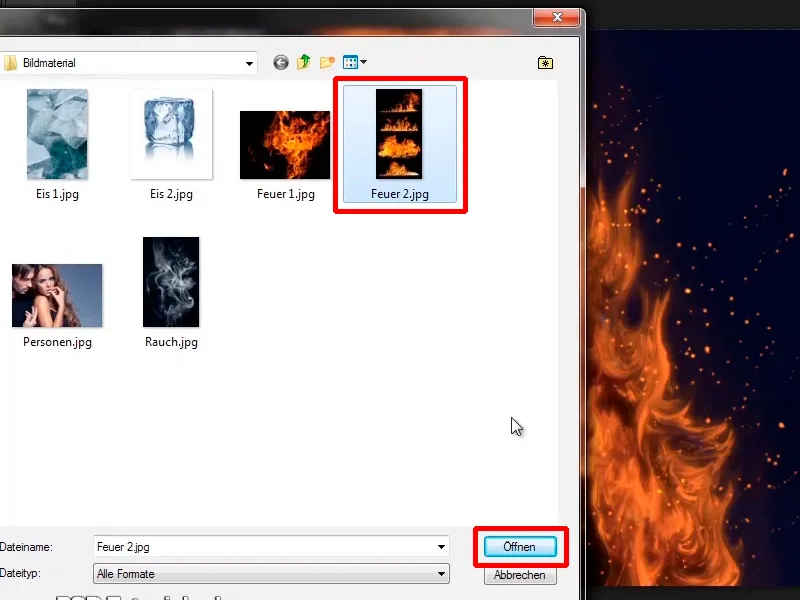 Photoshop-sammensætning - Ild og is - Del 07: Placering af ægte ild i billedet