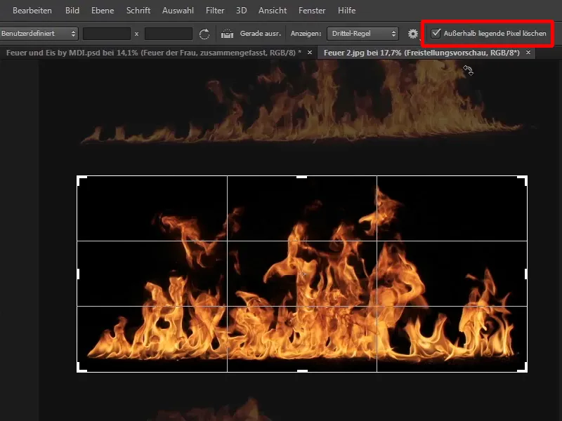 Menempatkan api nyata dalam gambar - Bagian 07: Photoshop-Composing - Api dan Es